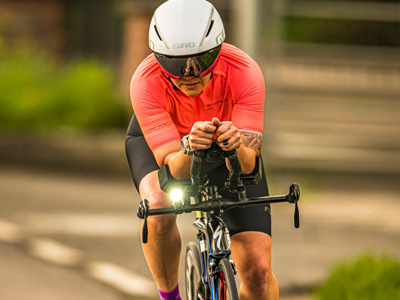 A woman cycling in a race